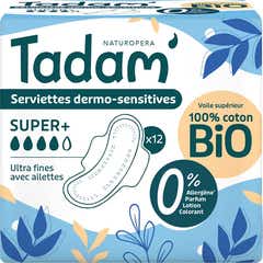 Tadam' Compresas Dermo-Sensitives Super+ Coton Bio 12 uds