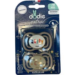 Dodie Extra Sucette Anatomique +18M F8 Fine Jour Nuit 2 uts
