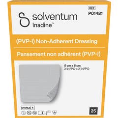 3M Solventum Inadine Pansement Non-Adhérent 5 cm x 5 cm 25 uts