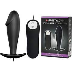 Pretty Love Anal Plug en silicone Forme de pénis et 12 modes de vibration Noir 1ud