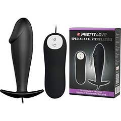 Pretty Love Anal Plug en silicone Forme de pénis et 12 modes de vibration Noir 1ud