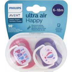 Philips Avent Sucette Ultra Air I Love Papa 6-18m 2uts