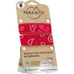 Para'Kito Bracelet Anti-Moustiques Rechargeable Bandana Rouge 4uts