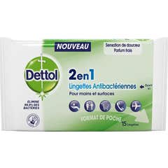 Dettol Lingette Anti Bactérienne 2 En 1 15uts