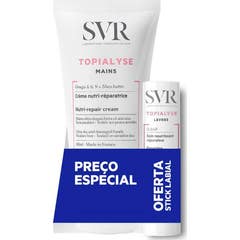 SVR Pack Topialyse Crème Mains 2x50ml + Stick à Lèvres 4g