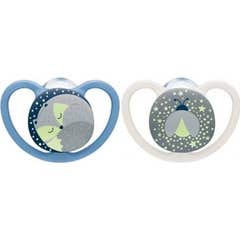 Nuk Pack Silicona Chupete Space Night 18-36m Niño 2uds