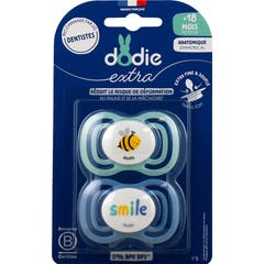 Dodie Extra Sucette Anatomique +18M F5 Vert Bleu 2 uts