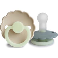 Frigg Block Moon Silicone Pacifier Croissant Sage 0-6M 2uts