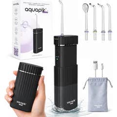 AquaPik Kit Mini Irrigateur Bucco-Dentaire Portable Voyage Charge USB Noir