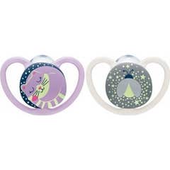 Nuk Silicone Sucettes Space Nuit 0-6M Fille 2uts