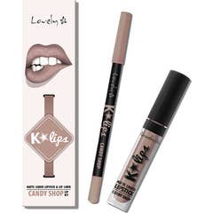 Lovely Set K Lips 6 Crayon à Lèvres + Rouge à Lèvres Liquide
