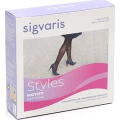 Sigvaris 2 Styles Patterns Satén Calcetín Negro TSL 1 Par