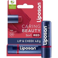 Labello Caring Beauty Baume à Lèvres et Joues Red SPF30 4,8 g