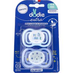 Dodie Extra Sucette Anatomique 0-6M F1 Jour Nuit 2 uts