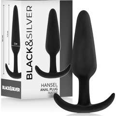 Black&Silver Hansel Plug Anal Silicone avec Petite Poignée 1ut