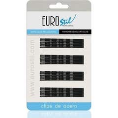 Eurostil Steel Clips 70 Mm Noir 24pcs