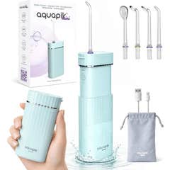 AquaPik Kit Mini Irrigateur Bucal Portable Voyage Charge USB Bleu
