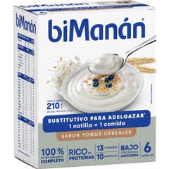 biManán Crèmes de substitution saveur yaourt avec céréales 6 sachets