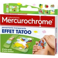 Mercurochrome Pansements Transparents Effet Tattoo 12 unités