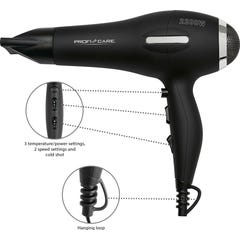 Proficare HTD 3017 - Sèche-cheveux professionnel noir 2200 Watt