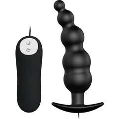 Pretty Love Anal Plug Plug Anal en Silicone Stimulation supplémentaire et 12 Modes de Vibration Noir 1pc