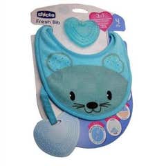 Bavoir et anneau de dentition 2en1 de Chicco (bleu)