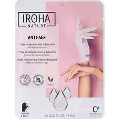 Iroha Nature Guantes Mascarilla Antiedad Triple Ácido Hialurónico con Bakuchiol y Niacinamida 2x9ml