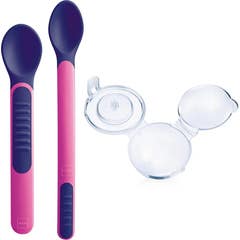 Mam Heat Sensitive Spoon & Cover Cuillère Sensible Rose 2 uts