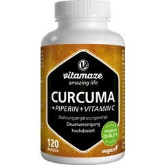 Vitamaze Curcuma + Pipérine + Vitamine C Vegan 120caps