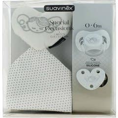 Suavinex Set White Chupete 0-6m Silicona + Love Clip + Doudou Suavinex,