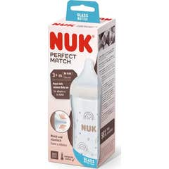 Nuk Perfect Match Biberon en Verre Arc-en-ciel +3M 230 ml