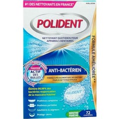 Polident Nettoyant Prothèse Anti-Bactérien Anti-Tartre 72comp