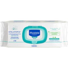 Mustela Stelatopia® Lingettes Nettoyantes Relipidantes 50 unités