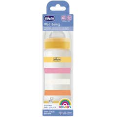 Chicco Well Being Colors Biberão Silicone Fluxo Rápido 4M+ Amarelo 330ml