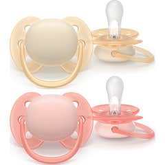 Philips Avent Ultra Soft Sucette Eco 0-6M Rose Orange 2uts