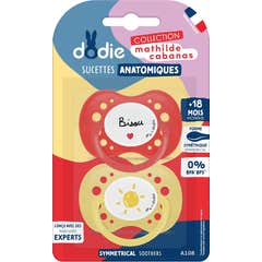 Dodie Sucette Anatomique Silicone 18M+ Mathilde Caban A108 2 uts