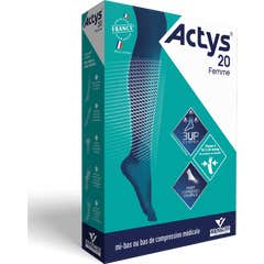 Actys 20 Femme Chaussettes De Contention Noir T1 1 Paire