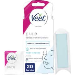 Veet Pure Bandas de Cera Depilatoria Facial Piel Sensible 20uds