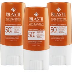 Rilastil Sun System Stick Solaire Transparent Zones Sensibles SPF50+ 3x8,5 g