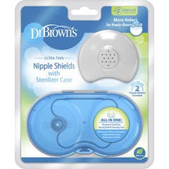 Boucliers de mamelon en silicone du Dr Brown avec boîte de stérilisation T2 2 pièces