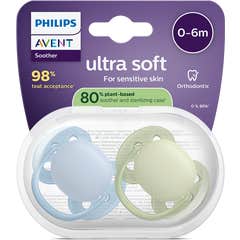 Philips Avent Ultra Soft Sucette Eco 0-6M Green Blue 2uts