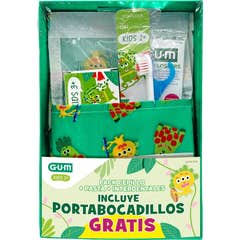 GUM Pack Trousse Kids Dentifrice+Brosse à dents+Easy Flossers+Boîte à dentier 1 ud