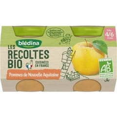 Blédina Les Récoltes Bio Pommes de Nouvelle Aquitaine 4 6 mois 2x130g