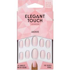 Elegant Touch Polished Colour Nails With Glue Oval Jackie 24uts