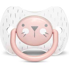 Suavinex Chupeta Silicone Premium 6-18m Bigodes Rosa 1 Unidade