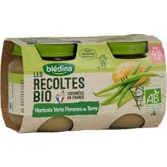 Blédina Les Récoltes Bio Haricots Verts pommes de Terre 4 6 mois 2x130g