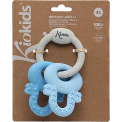 Kiokids Anneau de Dentition Silicone Clés Bleu et Gris 1 ut