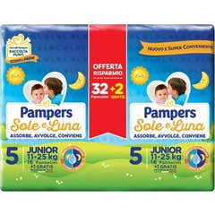 Pampers Sole & Luna Couches Taille 5 Junior 36+2uts