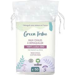 Green Tribu Maxi Ovales Desmaquillantes Algodón Bio 50 uds