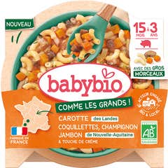 BabyBio Comme Les Grands Carotte Coquillettes Champignon Jambon 200 g